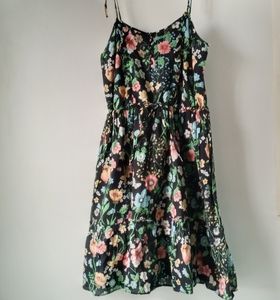 Kimchi Blue M Floral Drawstring Waist Dress